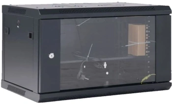 Шкаф коммутационный Rexant (04-0954-112) настенный 9U 400x542мм пер.дв.стекл черный