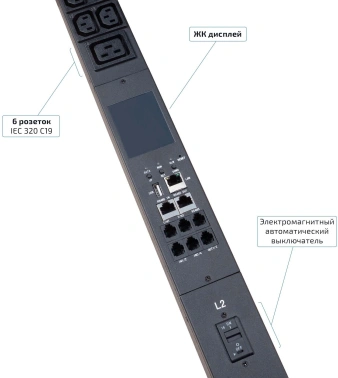 Блок распределения питания Cabeus SMART-PDU-16-3P-36C13-6C19-I309-M