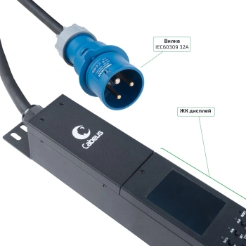 Блок распределения питания Cabeus SMART-PDU-32-1P-36C13-6C19-I309-M