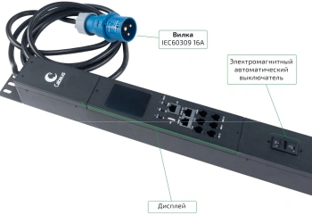 Блок распределения питания Cabeus SMART-PDU-16-1P-36C13-6C19-I30