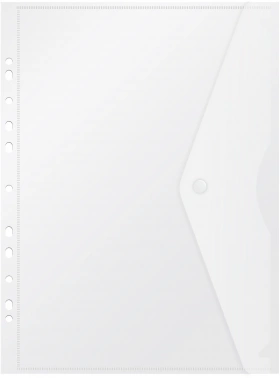 Конверт на кнопке Бюрократ -PK880CLEAR/1 A4 с перфорац. по длинной стороне пластик 0.18мм прозрачный