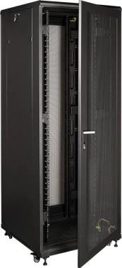 Шкаф серверный Lanmaster (TWT-CBB-42U-8X10-P1) напольный 42U 800x1000мм пер.дв.перфор. задн.дв.перфор.2-хст. 2 бок.пан. 800кг черный