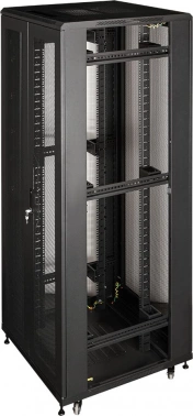 Шкаф серверный Lanmaster (TWT-CBB-42U-8X10-P1) напольный 42U 800x1000мм пер.дв.перфор. задн.дв.перфор.2-хст. 2 бок.пан. 800кг черный