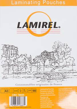 Пленка для ламинирования Fellowes 75мкм A3 (100шт) глянцевая Lamirel