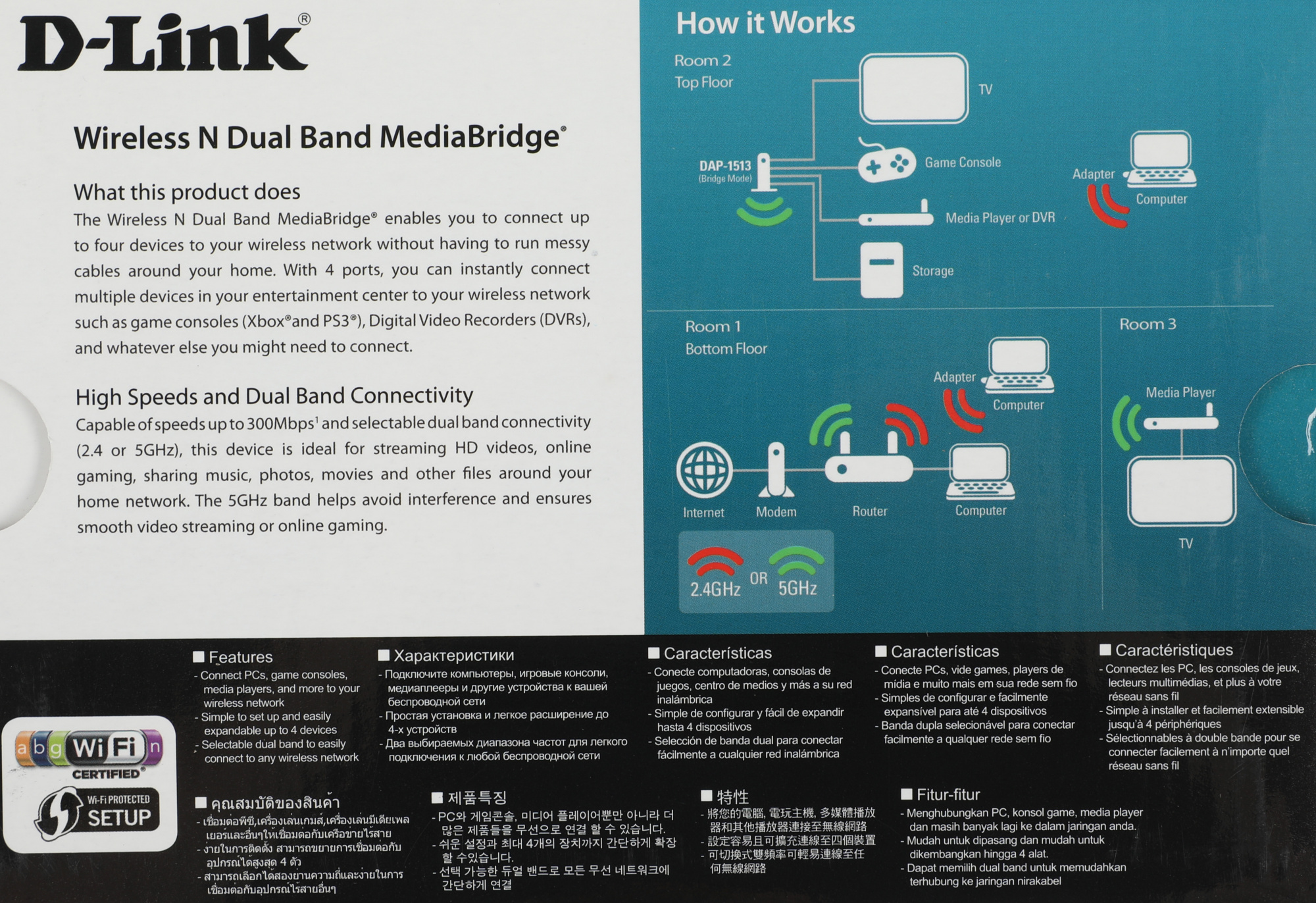 Мост беспроводной D-Link DAP-1513/A1A N300 Wi-Fi черный