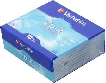 Диск CD-R Verbatim 700Mb 52x Slim case (10шт) (43415)
