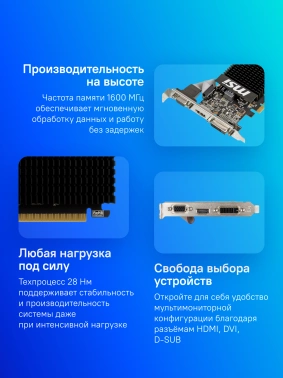 Видеокарта MSI PCI-E 2.0 GT 710 2GD3H LP NVIDIA  GeForce GT 710