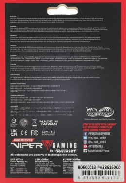 Память DDR3 8Gb 1600MHz Patriot  PV38G160C0