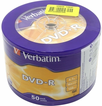 Диск DVD-R Verbatim 4.7Gb 16x bulk (50шт) Printable (43793)