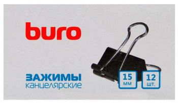 Зажимы Buro 065000101 сталь 15мм черный (упак.:12шт) картонная коробка