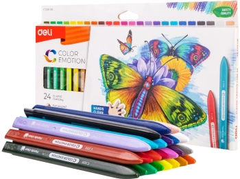 Восковые мелки Deli EC20020 Color Emotion трехгранные 24цв. картон.кор./европод.