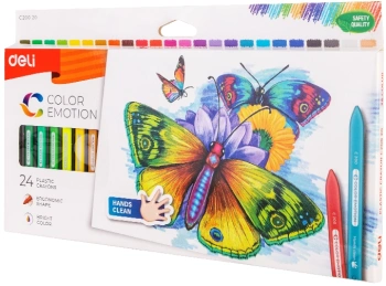 Восковые мелки Deli EC20020 Color Emotion трехгранные 24цв. картон.кор./европод.