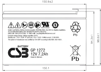 Батарея для ИБП CSB GP1272