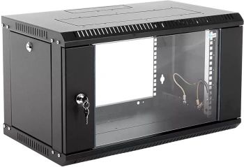 Шкаф коммутационный ЦМО ШРН-Эконом (ШРН-Э-6.500-9005) настенный 6U 600x520мм пер.дв.стекл 75кг черный 470мм 14.94кг 180град. 342мм