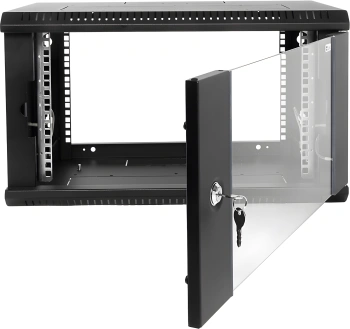 Шкаф коммутационный ЦМО ШРН-Эконом (ШРН-Э-6.500-9005) настенный 6U 600x520мм пер.дв.стекл 75кг черный 470мм 14.94кг 180град. 342мм