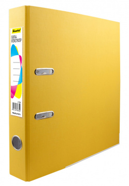 Папка-регистратор Silwerhof 355020-05 A4 50мм ПВХ/бумага желтый мет.окант. сборная смен.карм. на кор.