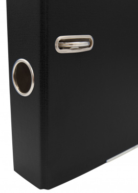 Папка-регистратор Silwerhof 355021-01 A4 75мм ПВХ/бумага черный мет.окант. сборная смен.карм. на кор.