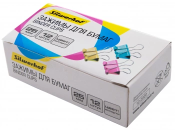Зажимы Silwerhof 510013 сталь 25мм ассорти (упак.:12шт) картонная коробка