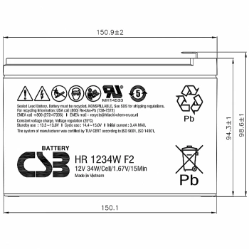 Батарея для ИБП CSB HR1234W F2