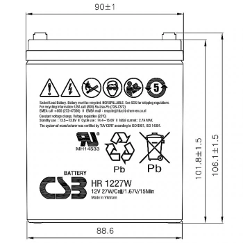 Батарея для ИБП CSB HR1227W F2