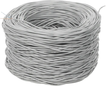 Кабель информационный Lanmaster NM-UTP5E2PR-CCA кат.5E UTP 2 пары 24AWG PVC внутренний 305м серый