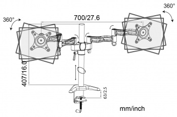 Кронштейн для мониторов Cactus CS-VM-D08-BK