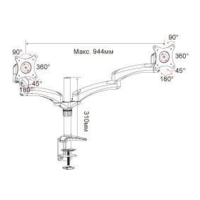 Кронштейн для мониторов Cactus CS-VM-FE124D-AL