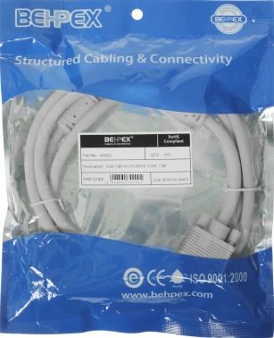 Кабель VGA (m) VGA (f) 1.8м феррит.кольца серый