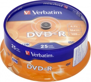 Диск DVD-R Verbatim 4.7Gb 16x Cake Box (25шт) (43522)