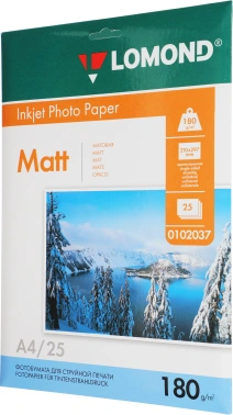 Фотобумага Lomond 0102037 A4/180г/м2/25л./белый матовое для струйной печати