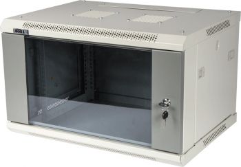 Шкаф коммутационный Lanmaster (TWT-CBWPG-9U-6X6-GY) настенный 9U 600x600мм пер.дв.стекл 60кг серый 502мм