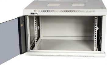 Шкаф коммутационный Lanmaster (TWT-CBWPG-9U-6X6-GY) настенный 9U 600x600мм пер.дв.стекл 60кг серый 502мм