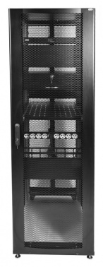 Шкаф серверный ЦМО (ШТК-СП-48.6.10-48АА-9005) напольный 48U 600x1000мм пер.дв.перфор. задн.дв.двуст. 4 бок.пан. 1350кг черный 683мм 156кг 120град. 2215мм IP20 металл