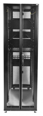 Шкаф серверный ЦМО (ШТК-СП-48.6.10-48АА-9005) напольный 48U 600x1000мм пер.дв.перфор. задн.дв.двуст. 4 бок.пан. 1350кг черный 683мм 156кг 120град. 2215мм IP20 металл