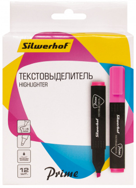 Текстовыделитель Silwerhof Prime 108031-08 скошенный пиш. наконечник 1-4мм розовый коробка