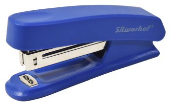 Степлер Silwerhof 401072-02 N10 (12листов) синий 50скоб пластик закрытый коробка