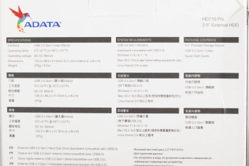 Жесткий диск A-Data USB3.0 2TB AHD710P-2TU31-CBK HD710Pro