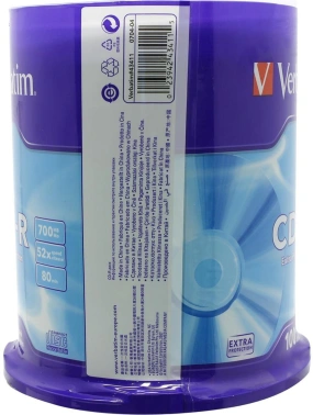 Диск CD-R Verbatim 700Mb 52x Cake Box (100шт) (43430)
