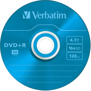 Диск DVD+R Verbatim 4.7Gb 16x Slim case (5шт) Color (43556)