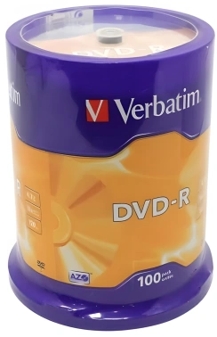 Диск DVD-R Verbatim 4.7Gb 16x Cake Box (100шт) (43549)