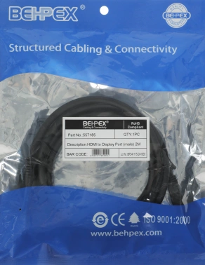 Кабель DisplayPort (m) HDMI (m) 2м черный