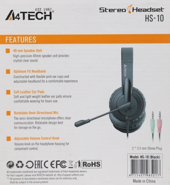 Наушники с микрофоном A4Tech HS-10
