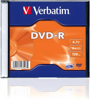 Диск DVD-R Verbatim 4.7Gb 16x Slim case (20шт) (43547)