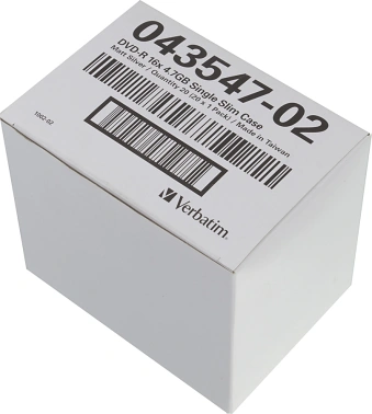 Диск DVD-R Verbatim 4.7Gb 16x Slim case (20шт) (43547)