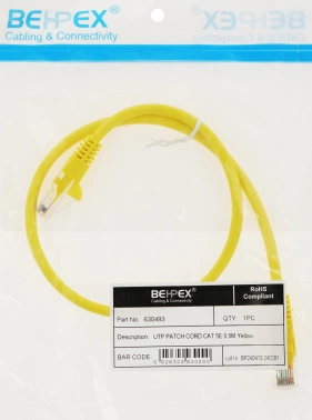 Патч-корд cat.5E stranded molded 0.5м желтый RJ-45 (m)-RJ-45 (m)
