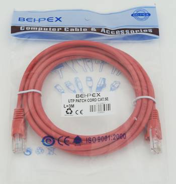 Патч-корд cat.5E molded 3м красный RJ-45 (m)-RJ-45 (m)