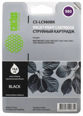 Картридж струйный Cactus CS-LC980BK