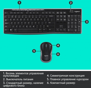 Клавиатура + мышь Logitech MK270