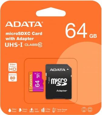 Флеш карта microSDXC 64GB A-Data  AUSDX64GUICL10-RA1