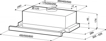 Вытяжка встраиваемая Krona Kamilla 450